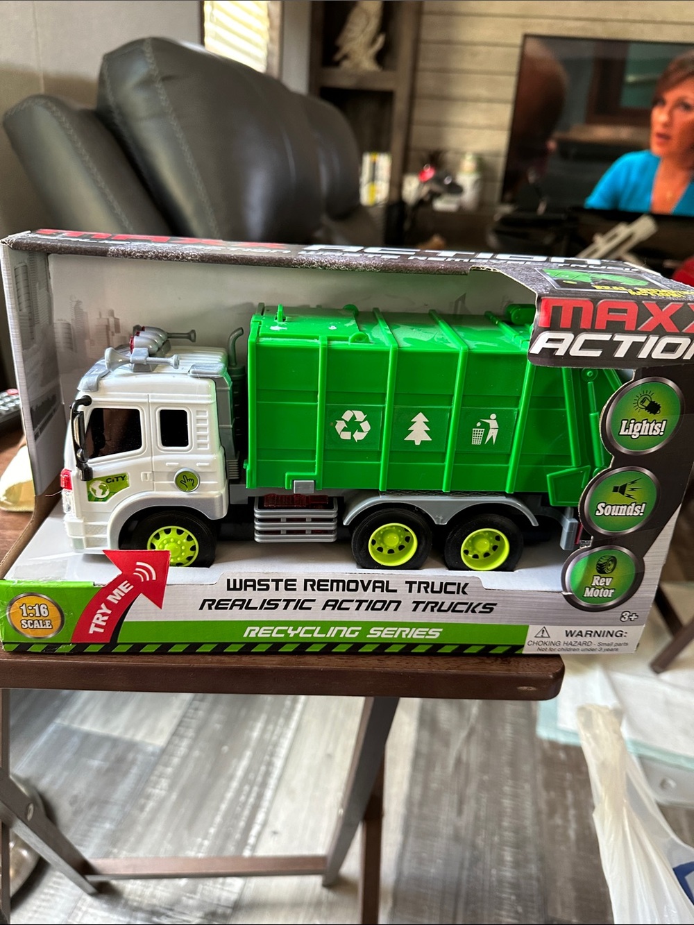 Recycling Waste Removal Truck Toy - Green & White